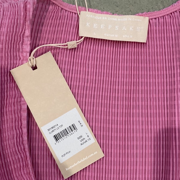 NWT KEEPSAKE THE LABEL PINK RUFFLE CROP FAUX WRAP TOP SIZE L - Picture 16 of 16